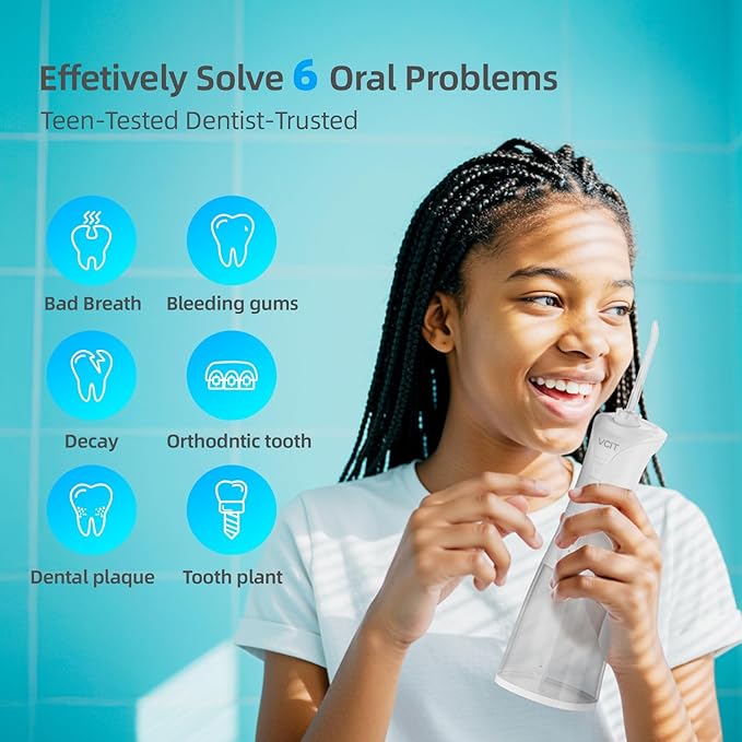 Rechargeable Water Flosser for Teeth: 350ML Portable IPX7 Waterproof Cordless Oral Irrigator with 4 Modes & 6 Replaceable Jet Tips-Professional Flossing Cleaner for Daily Home Use,Travel,Gums,Braces