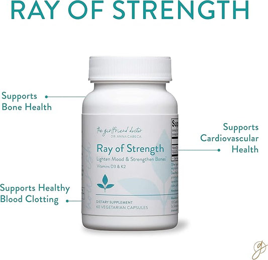 Ray of Strength D3K2 by Dr. Anna Cabeca – High-Potency Vitamin D3 5000 IU & K2 (MK-7) Supplement – Bone, Immune & Heart Support – 60 Softgels