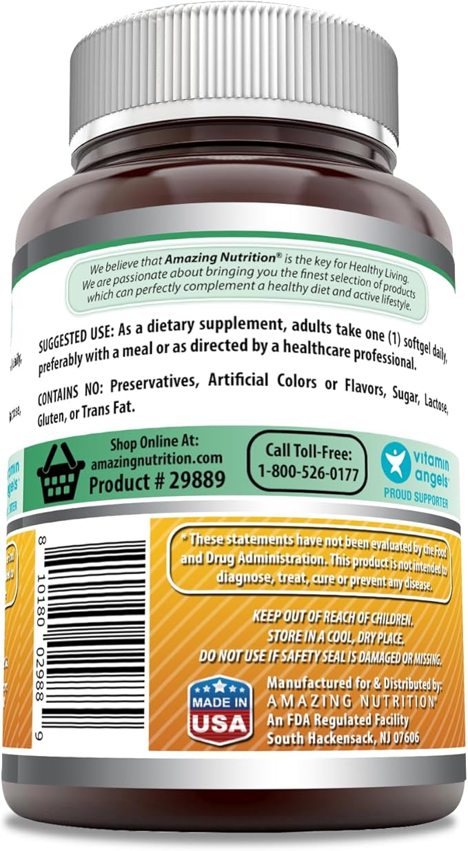 Amazing Formulas Vitamin D3 in Coconut Oil 5000 IU Supplement | Softgels | Non-GMO | Gluten-Free | Made in USA (1 Pack | 360 Count)