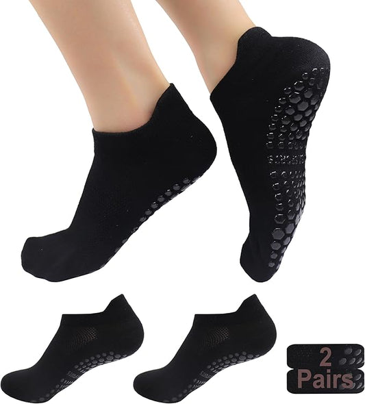 Tamlien Yoga & Pilates Grip Socks - Non-Slip, Barefoot, Pregnant-Friendly Crew Socks for Yoga, Barre & Sports
