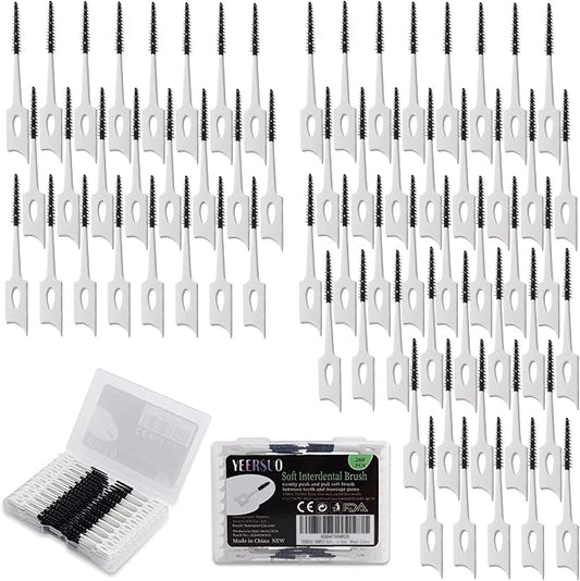 280 PCS Soft interdental Brushes, Dental Toothpicks Brush Between Teeth, Toothpick Floss Picks Brush Disposable for Cleaning, Toothbrush Clean Tool, Black Colors