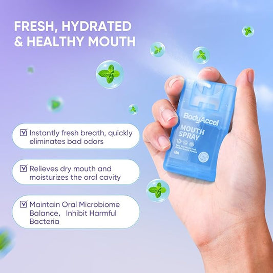 BodyAccel Dry Mouth Spray, Breath Spray for Bad Breath, Portable Mint Mouth Spray Fresh Breath in 3 Seconds 2 Pack (0.7oz)
