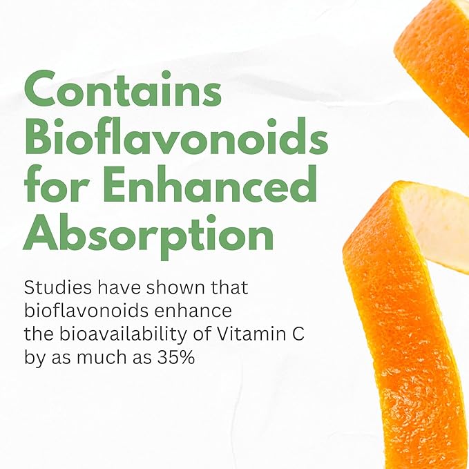 Natural Vitamin C from Acerola Cherry & Camu Camu Powder - High Absorption with Citrus Bioflavonoids - Immune System & Collagen Booster - Anti Aging Skin Vitamins Made in USA 90 servings