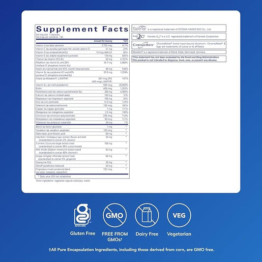 Pure Encapsulations UltraNutrient - Minerals & Multivitamins - Supports Liver & Heart Health* - Supplement for Antioxidants - with Vitamin C, CoQ10 & More - Gluten Free - 360 Capsules