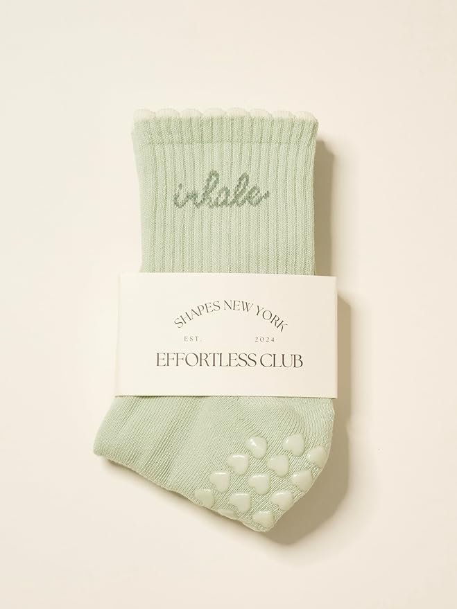 Shapes Studio Crew Half Calf Grip Socks, Cutest Fruits Pilates Socks, Ruffle socks, Non-Slip, Barre Yoga Fitness
