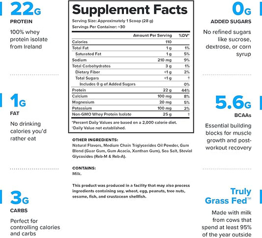 LEGION Whey+ Whey Isolate Protein Powder from Grass Fed Cows - Low Carb, Low Calorie, Non-GMO, Lactose Free, Gluten Free, Sugar Free, All Natural Whey Protein Isolate, 30 Servings (Oatmeal Cream Pie)