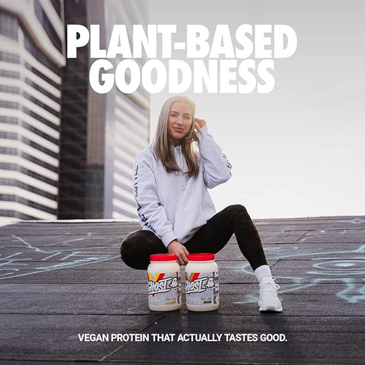 GHOST VEGAN Protein Powder, Peanut Butter Cereal Milk - 2lb, 20g of Protein - Plant-Based Pea & Organic Pumpkin Protein - ­Post Workout & Nutrition Shakes, Smoothies, & Baking - Soy & Gluten-Free