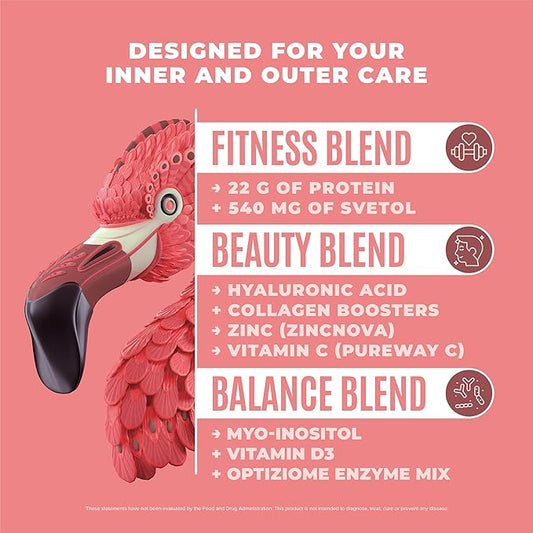 BIRDMAN Fitmingo Vegan Protein Powder with Inositol, Collagen Boosters, Hyaluronic Acid and Vitamins | Low Carb, Dairy Free, Low Calorie | 23g Plant Based Blueberry Protein Powder with Myo-Inositol