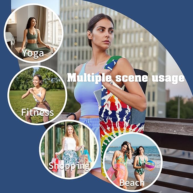 Yoga Mat Bag Carrier for Women with Side Large Pocket Durable Linen Workout Gym Travel Storage Pilates Mats