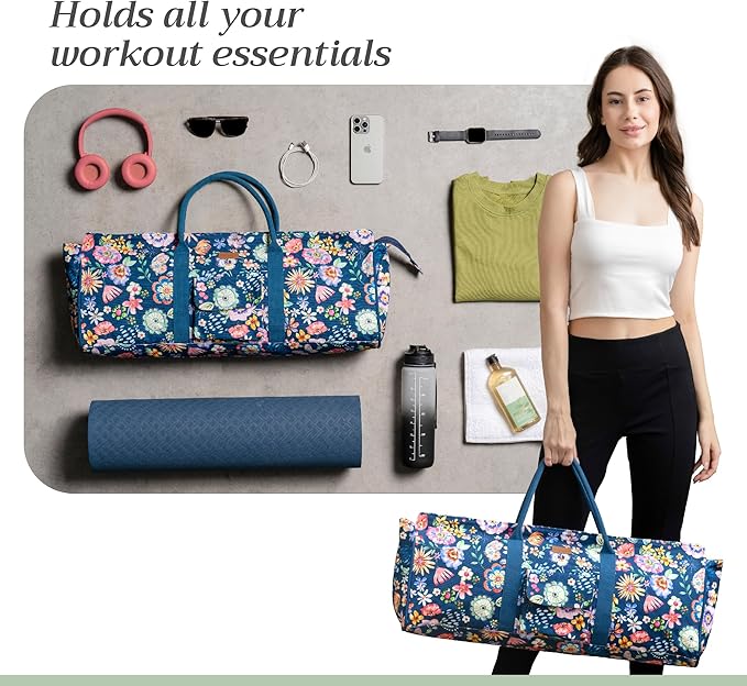 Maison d' Hermine Yoga Mat bag, Cylindrical bag for Woman&Men, yoga mat Bag &Adjustable shoulder straps Yoga Mat Carrier Bag with Drawstring Water Bottle Pocket and zipper pocket