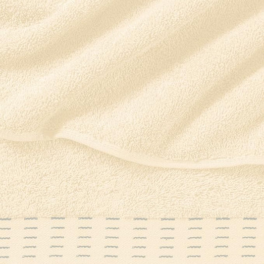 Ultra Soft 6 Pack Cotton Towel Set, Contains 2 Bath Towels 28x55 inch, 2 Hand Towels 16x24 inch & 2 Wash Coths 12x12 inch, Ideal Everyday use, Compact & Lightweight - Ivory