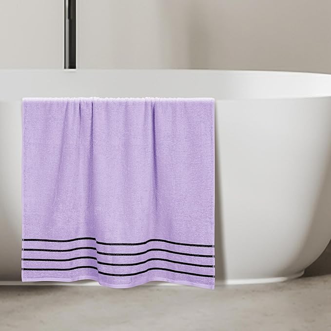 MyOwn Cotton 2 Pack Oversized Bath Sheet 35 x 70, Large Bath Sheet, Ultra Absorbent, Compact, Eco-Friendly and 100% Recyclable, Quick Drying and Lightweight Towel - Purple