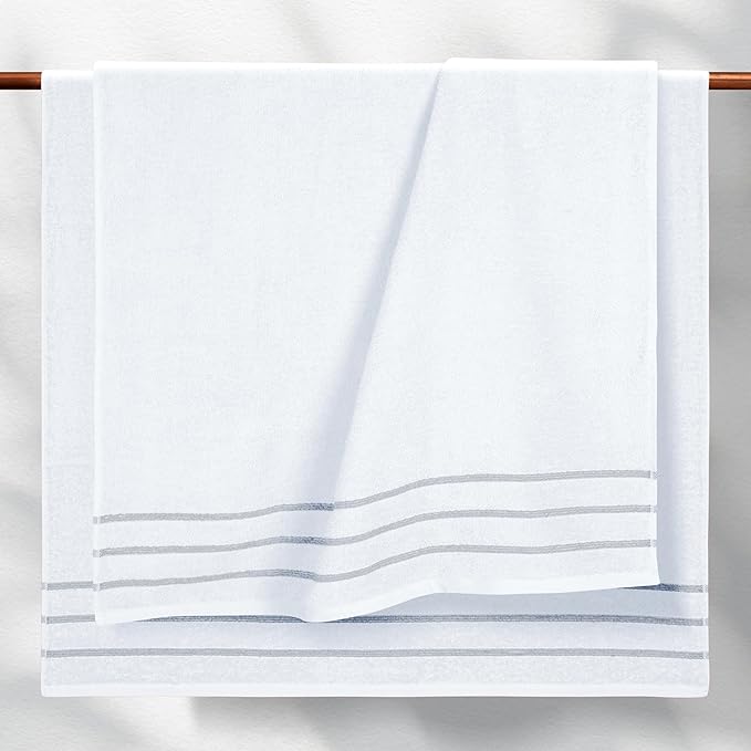 MyOwn Ultra Soft 4 Pack Oversized Bath Towel Set 27x54 inches, 100% Cotton Bath Towels, Highly Absorbant Compact Quickdry & Lightweight Towel, Ideal for Gym Travel Camp Pool - White