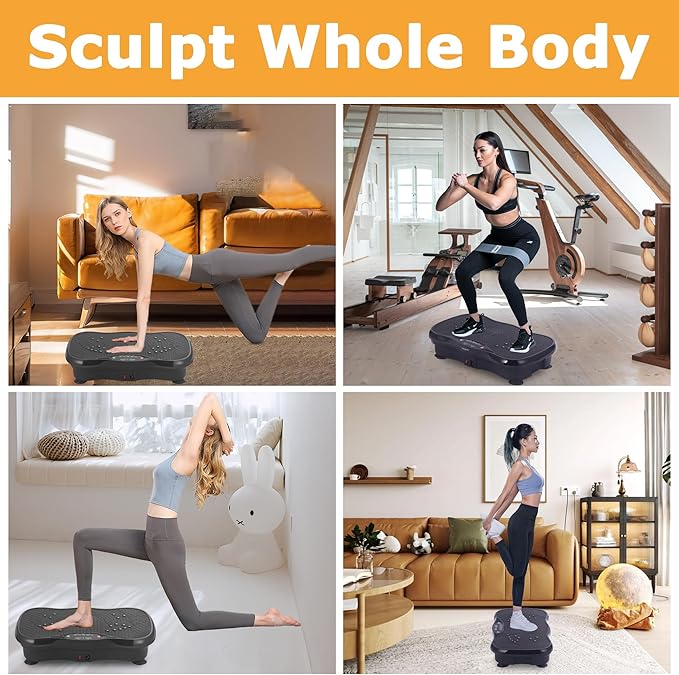 Vibration Plate Exercise Machine, Vibrating Plate Fitness Platform with Remote Control – Portable Vibration Plates for Lymphatic Drainage, Weight Loss, Toning, Recovery & Home Workouts