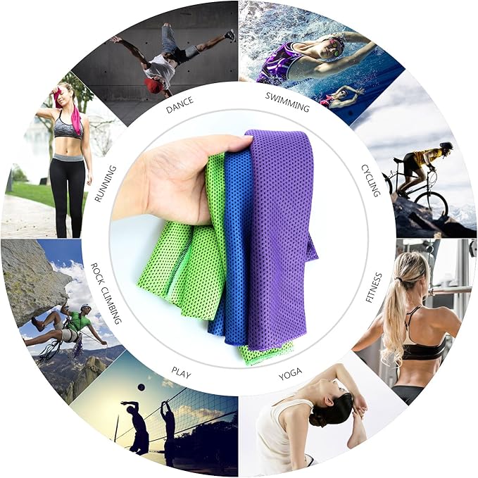 Biange Cooling Towels (40"x 12", Pack of 30) for Neck and Face, Cold Towel for Hot Weather, Sports, Workout, Fitness, Gym, Yoga, Golf, Pilates, Travel, Camping & More
