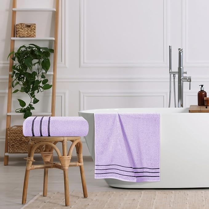 MyOwn Cotton 2 Pack Oversized Bath Towel Set 28x55 inches, Large Bath Towels, Ultra Absorbant Compact Quickdry & Lightweight Towel, Ideal for Gym Travel Camp Pool - Purple, 71620