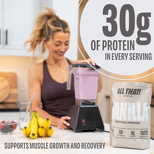 Vanilla Protein Powder, 30G of Whey Protein, Low Calorie & Fast-Absorbing, 0 Sugar, Soy-Free & Gluten-Free Protein Powder, 30 Servings