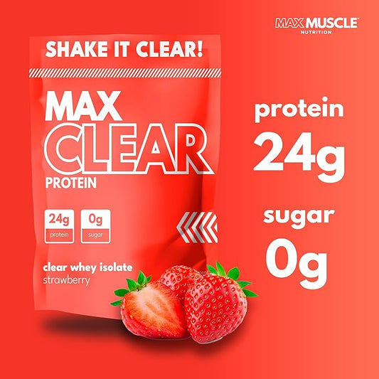 Max Clear Protein | 24g Protein | Clear Whey Isolate | Promotes Muscle Growth, Strength and Recovery (Strawberry)