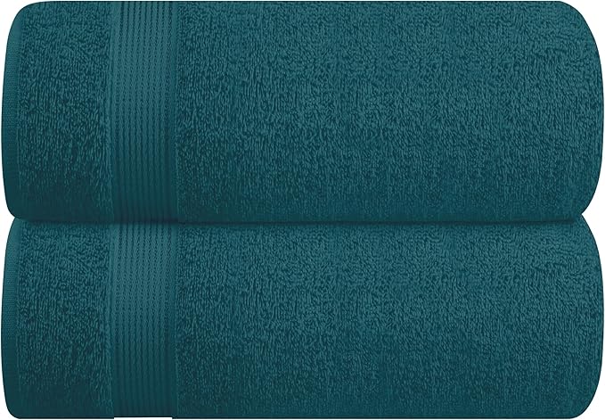 Belizzi Home Cotton 2 Pack Oversized Bath Sheet 35x70, Large Bath Sheet, Ultra Soft, Absorbent, Compact, Eco-Friendly, Recyclable, Quick Drying and Lightweight Towel - Teal