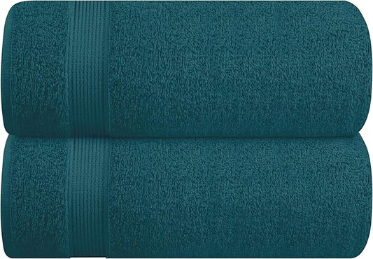 Belizzi Home Cotton 2 Pack Oversized Bath Sheet 35x70, Large Bath Sheet, Ultra Soft, Absorbent, Compact, Eco-Friendly, Recyclable, Quick Drying and Lightweight Towel - Teal
