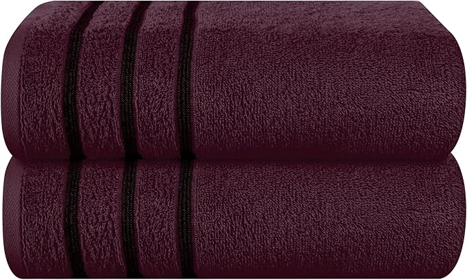 MyOwn Cotton 2 Pack Oversized Bath Towel Set 28x55 inches, Large Bath Towels, Ultra Absorbant Compact Quickdry & Lightweight Towel, Ideal for Gym Travel Camp Pool - Burgundy, 71619