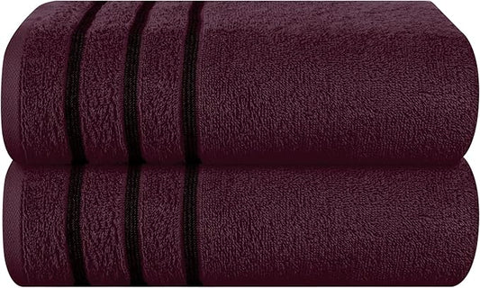 MyOwn Cotton 2 Pack Oversized Bath Towel Set 28x55 inches, Large Bath Towels, Ultra Absorbant Compact Quickdry & Lightweight Towel, Ideal for Gym Travel Camp Pool - Burgundy, 71619