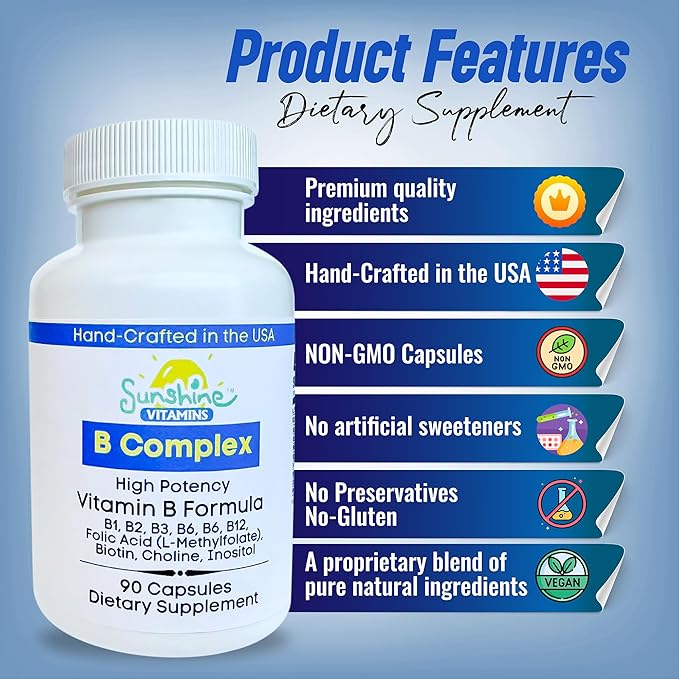 B Complex, 90 Capsules, Supports Energy, Metabolism, Brain, Immune & Nervous System Health, Non-GMO, No Soy, Gluten, Dairy
