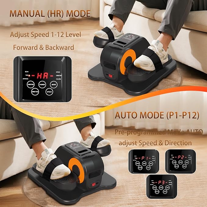 Under Desk Elliptical Machine, Electric Elliptical Training Machine w/Remote & 12 Speeds Level, Manual & Auto Mode, Elliptical Traier for Seniors Seated Pedal Exerciser for Home Office