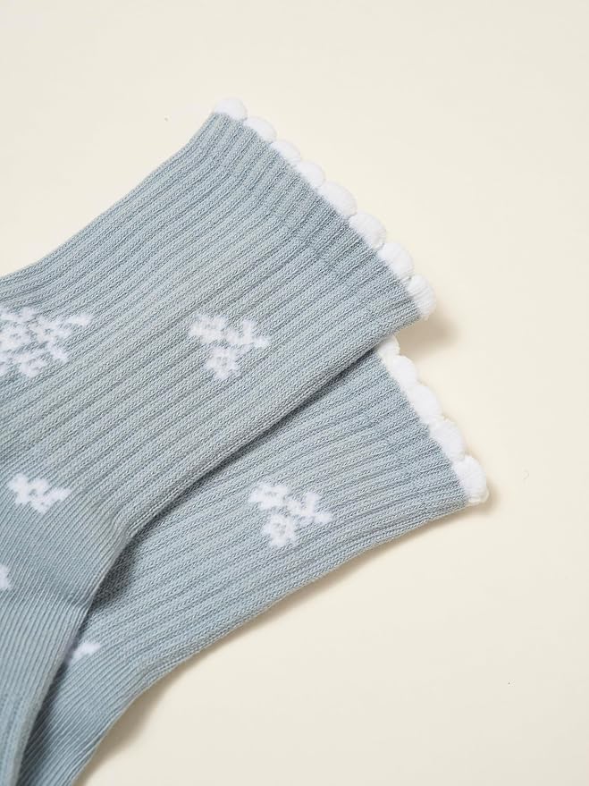 Shapes Studio Crew Half Calf Grip Socks, Cutest Fruits Pilates Socks, Ruffle socks, Non-Slip, Barre Yoga Fitness