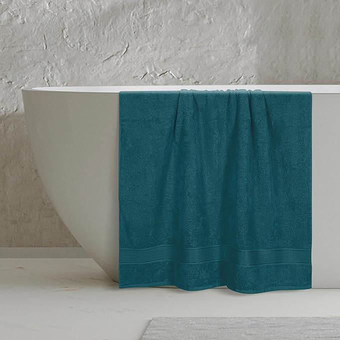 Belizzi Home Cotton 2 Pack Oversized Bath Sheet 35x70, Large Bath Sheet, Ultra Soft, Absorbent, Compact, Eco-Friendly, Recyclable, Quick Drying and Lightweight Towel - Teal