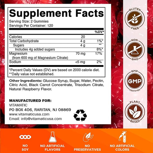 Vitamatic Vitamin D3 K2 with Calcium Gummies - 240 Count - Non-GMO, Gluten Free