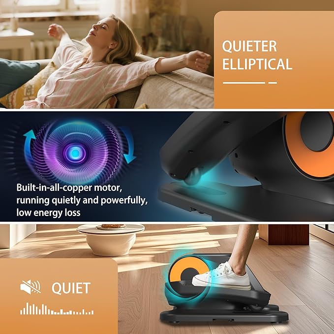 Under Desk Elliptical Machine, Electric Elliptical Training Machine w/Remote & 12 Speeds Level, Manual & Auto Mode, Elliptical Traier for Seniors Seated Pedal Exerciser for Home Office