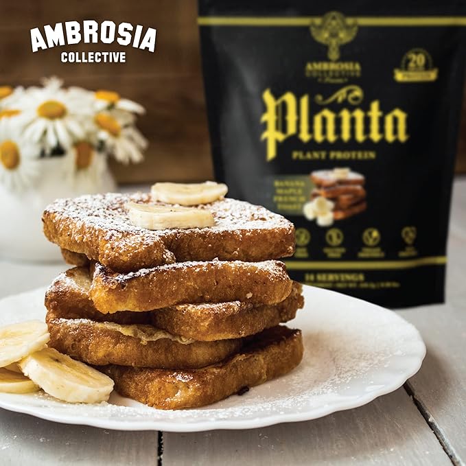 Ambrosia Planta - Premium Plant-Based Protein | Vegan & Keto Friendly | Gourmet Flavors with No Bloating or Stomach Upset | No Added Sugar | 14 Servings | (Banana Maple)