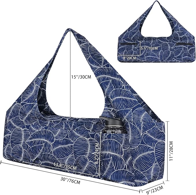 Large Yoga Mat Bag Yoga Bags and Carriers Fits All You Stuff Yoga Tote Bag with Yoga Mat Strap, Elastic Pockets and Zipper Pockets