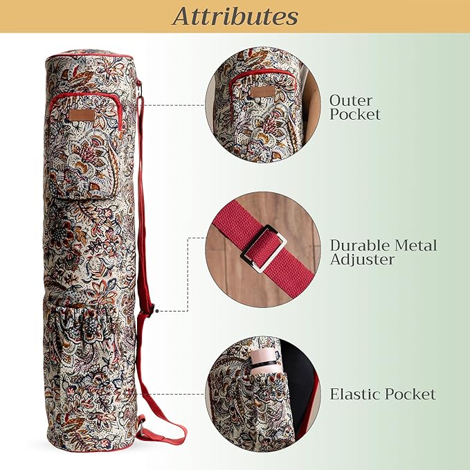 Maison d' Hermine Yoga Mat bag, Cylindrical bag for Woman&Men, yoga mat Bag &Adjustable shoulder straps Yoga Mat Carrier Bag with Drawstring Water Bottle Pocket and zipper pocket
