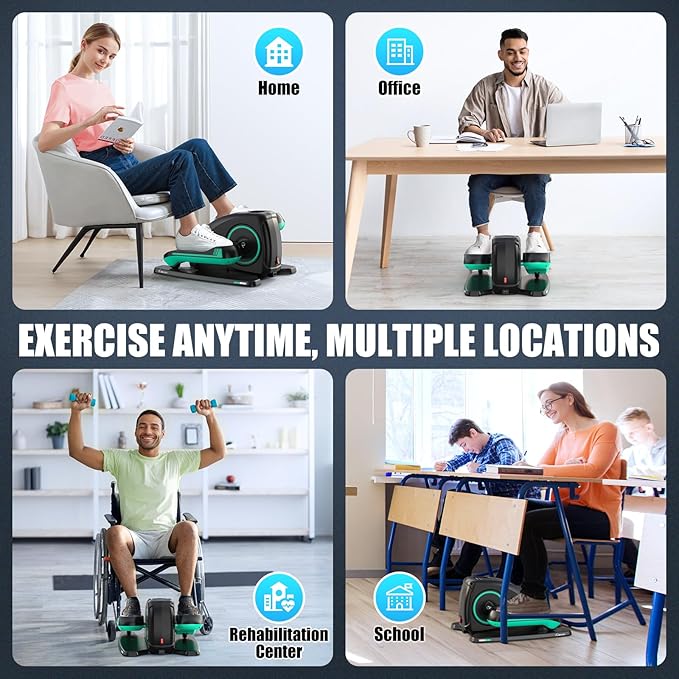 ANCHEER Under Desk Elliptical Machine - Quiet Pedal Exerciser for Seniors, Office & Home, Low-Impact Seated Leg Workout Equipment, Smart LCD Display, Remote Control
