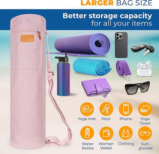 UDANA Yoga Mat Bag, Large – Fits Thick Mats, 3 Storage Pockets, Adjustable Strap