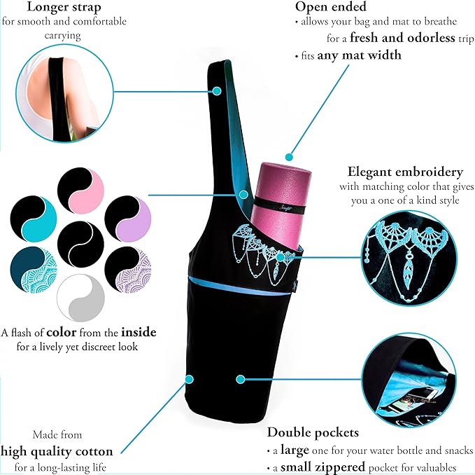 Yoga Mat Bag – Versatile Yoga Bag with Mat Straps & Storage Pockets, Holds Yoga & Pilates Mats, Lightweight & Durable