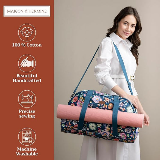 Maison d' Hermine Yoga Mat bag, Cylindrical bag for Woman&Men, yoga mat Bag &Adjustable shoulder straps Yoga Mat Carrier Bag with Drawstring Water Bottle Pocket and zipper pocket