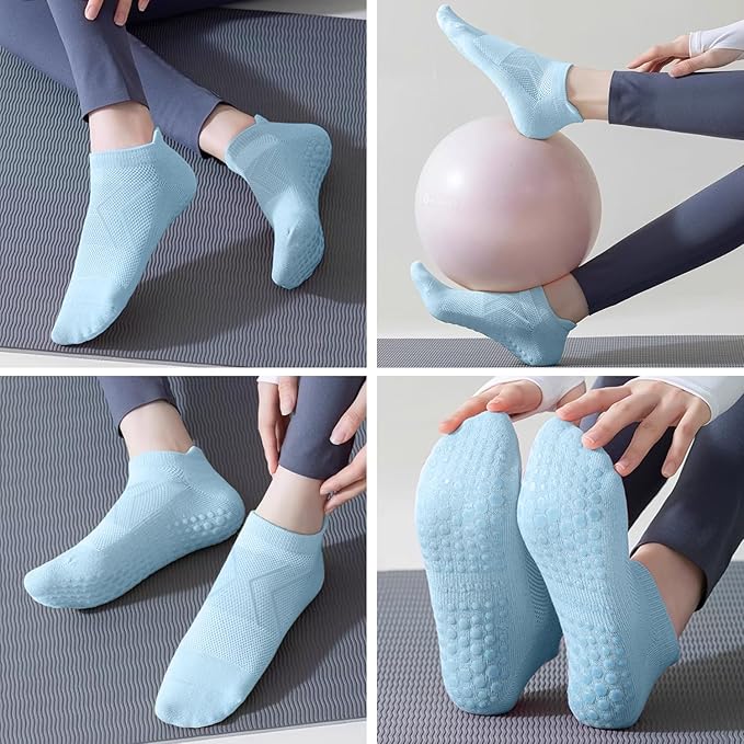 7 Pairs Pilates Socks with grips for Women- Non Slip, Ankle Yoga Socks for Yoga, Pilates, Ballet & Barre,Christmas gifts