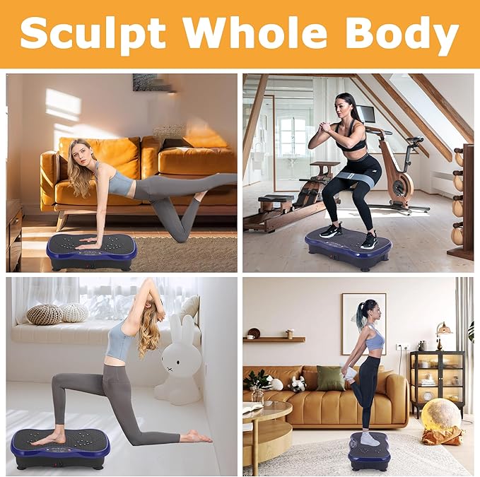 Vibration Plate Exercise Machine, Vibrating Plate Fitness Platform with Remote Control – Portable Vibration Plates for Lymphatic Drainage, Weight Loss, Toning, Recovery & Home Workouts