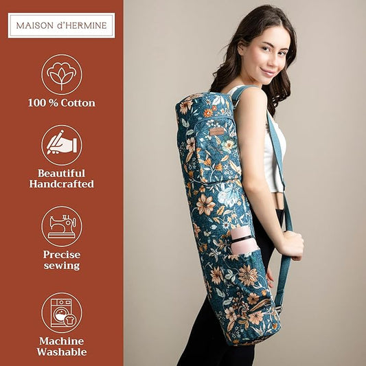 Maison d' Hermine Yoga Mat bag, Cylindrical bag for Woman&Men, yoga mat Bag &Adjustable shoulder straps Yoga Mat Carrier Bag with Drawstring Water Bottle Pocket and zipper pocket