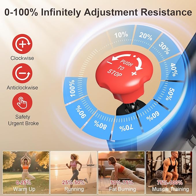 Exercise Bike, Stationary Bike for Home, App Compatible, 350lb Capacity, Comfortable Adjustable Seat, Digital Display & Pad Holder, Quiet Ride
