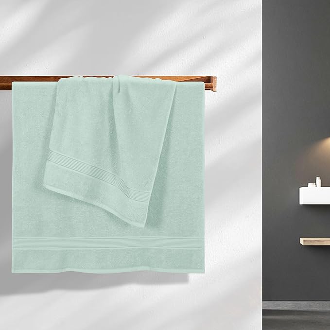 BELZZI Home Ultra Soft 4 Pack Oversized Bath Towel Set 27x54, Cotton Compact Bath Towels, Highly Absorbant Eco-Friendly Quickdry & Lightweight Towel, Ideal for Gym Travel Camp Pool - Sea Green