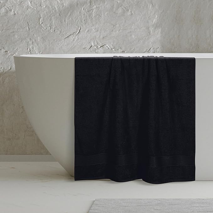 Belizzi Home Cotton 2 Pack Oversized Bath Sheet 35x70, Large Bath Sheet, Ultra Soft, Absorbent, Compact, Eco-Friendly, Recyclable, Quick Drying and Lightweight Towel - Black