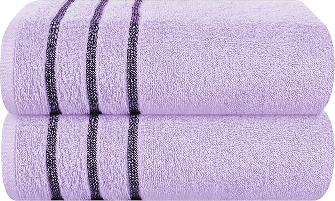 MyOwn Cotton 2 Pack Oversized Bath Towel Set 28x55 inches, Large Bath Towels, Ultra Absorbant Compact Quickdry & Lightweight Towel, Ideal for Gym Travel Camp Pool - Purple, 71620