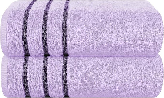 MyOwn Cotton 2 Pack Oversized Bath Towel Set 28x55 inches, Large Bath Towels, Ultra Absorbant Compact Quickdry & Lightweight Towel, Ideal for Gym Travel Camp Pool - Purple, 71620
