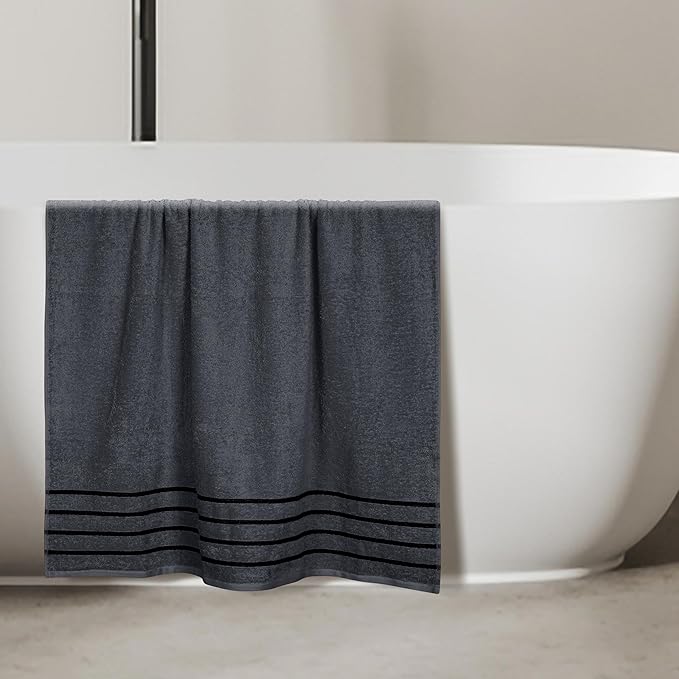 MyOwn Cotton 2 Pack Oversized Bath Sheet 35 x 70, Large Bath Sheet, Ultra Absorbent, Compact, Eco-Friendly and 100% Recyclable, Quick Drying and Lightweight Towel - Charcoal Grey