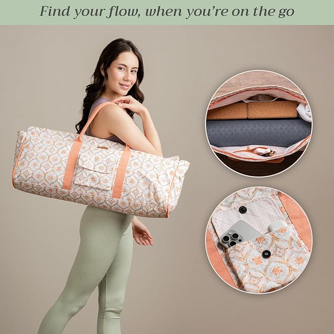 Maison d' Hermine Yoga Mat bag, Cylindrical bag for Woman&Men, yoga mat Bag &Adjustable shoulder straps Yoga Mat Carrier Bag with Drawstring Water Bottle Pocket and zipper pocket