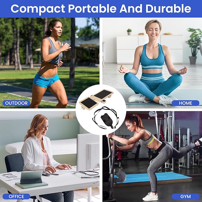 Ankle Strengthener with Foot and Calf Stretcher, Foot Strengthener Exerciser for for Sprained,Single Leg Balance Board,Posture Correction,Foot Stretcher,Wood Wobble Board for Ankle Rehab